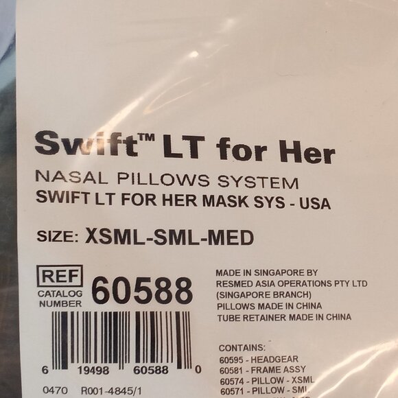 ResMed Swift LT For Her Nasal Pillow System XSML- SML MED 60588 - Picture 2 of 3